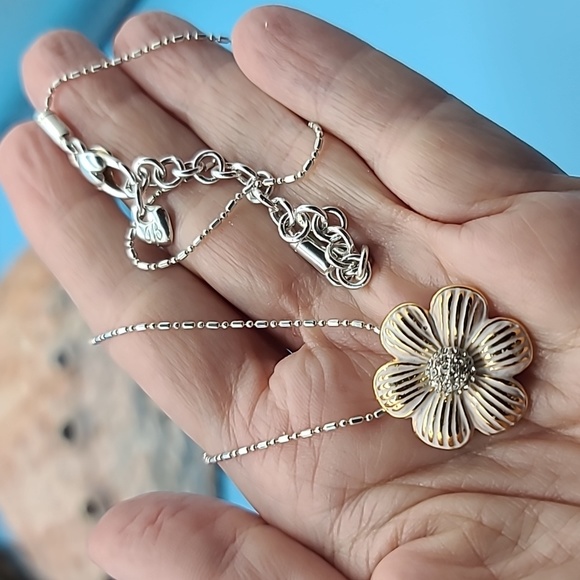 Brighton "PETAL PUSHER" Enamel Flower Pendant w/ Swarovski Crystal Center Pistil - Picture 7 of 9